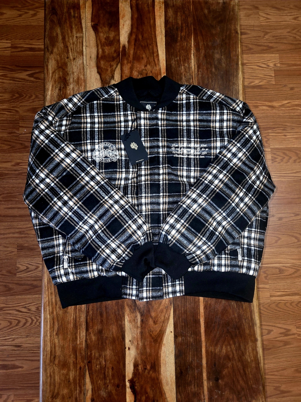 Darc Sport "Marked Vicious Plaid Bomber" In Black/Brown Plaid. Size Med
